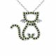 0.27 Carat Green Diamond Cat Pendant Necklace Chain 14K Gold