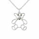 0.03 Carat Green Diamond TeddyBear Pendant Necklace Chain 14K Gold