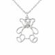 0.03 Carat Fancy Real G-H Diamond TeddyBear Pendant Necklace + Chain 14K Gold