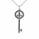 0.42 Carat Black Diamond Charm Key Pendant Necklace Chain 14K Gold