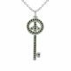 0.42 Carat Green Diamond Charm Key Pendant Necklace Chain 14K Gold