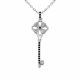 0.14 Carat Black Diamond Charm Key Pendant Necklace Chain 14K Gold