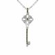 0.14 Carat Green Diamond Charm Key Pendant Necklace Chain 14K Gold