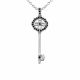 0.24 Carat Black Diamond Charm Key Pendant Necklace Chain 14K Gold