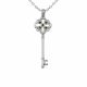 0.05 Carat Green Diamond Charm Key Pendant Necklace Chain 14K Gold