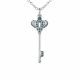 0.29 Carat Blue Diamond Charm Key Pendant Necklace Chain 14K Gold