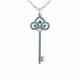 0.56 Carat Blue Diamond Charm Key Pendant Necklace Chain 14K Gold