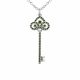 0.56 Carat Green Diamond Charm Key Pendant Necklace Chain 14K Gold