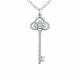 0.56 Carat Fancy Real G-H Diamond Charm Key Pendant Necklace + Chain 14K Gold