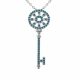 0.47 Carat Blue Diamond Charm Key Pendant Necklace Chain 14K Gold