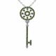 0.47 Carat Green Diamond Charm Key Pendant Necklace Chain 14K Gold