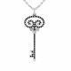 0.52 Carat Black Diamond Charm Key Pendant Necklace Chain 14K Gold