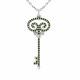 0.52 Carat Green Diamond Charm Key Pendant Necklace Chain 14K Gold