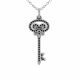 0.32 Carat Black Diamond Charm Key Pendant Necklace Chain 14K Gold