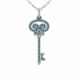 0.32 Carat Blue Diamond Charm Key Pendant Necklace Chain 14K Gold