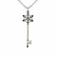 0.04 Carat Black Diamond Charm Key Pendant Necklace Chain 14K Gold