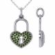 0.38 Carat Green Diamond Heart Pendant Necklace Chain 14K Gold