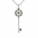 0.66 Carat Green Diamond Charm Key Pendant Necklace Chain 14K Gold