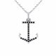 0.24 Carat Black Diamond Anchor Pendant Necklace Chain 14K Gold