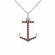 0.24 Carat Red Diamond Anchor Pendant Necklace Chain 14K Gold