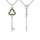 0.18 Carat Green Diamond Charm Key Pendant Necklace Chain 14K Gold