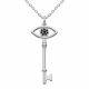 0.16 Carat Black Diamond Charm Key Pendant Necklace Chain 14K Gold