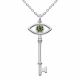 0.16 Carat Green Diamond Charm Key Pendant Necklace Chain 14K Gold