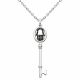 0.15 Carat Black Diamond Charm Key Pendant Necklace Chain 14K Gold