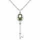 0.15 Carat Green Diamond Charm Key Pendant Necklace Chain 14K Gold