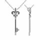 0.29 Carat Black Diamond Charm Key Pendant Necklace Chain 14K Gold