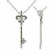 0.29 Carat Green Diamond Charm Key Pendant Necklace Chain 14K Gold