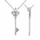 0.29 Carat Fancy Real G-H Diamond Charm Key Pendant Necklace + Chain 14K Gold