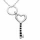 0.03 Carat Black Diamond Charm Key Pendant Necklace Chain 14K Gold