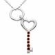 0.03 Carat Red Diamond Charm Key Pendant Necklace Chain 14K Gold