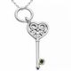 0.01 Carat Green Diamond Charm Key Pendant Necklace Chain 14K Gold