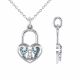 0.09 Carat Blue Diamond Heart Pendant Necklace Chain 14K Gold