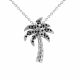 0.25 Carat Black Diamond Palm Tree Pendant Necklace Chain 14K Gold