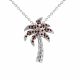 0.25 Carat Red Diamond Palm Tree Pendant Necklace Chain 14K Gold