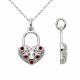 0.08 Carat Red Diamond Heart Pendant Necklace Chain 14K Gold