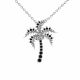 0.35 Carat Black Diamond Coconut Palm Tree Pendant Chain 14K Gold