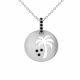 0.09 Carat Black Diamond Palm Tree Disc Pendant Chain 14K Gold