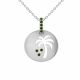 0.09 Carat Green Diamond Palm Tree Disc Pendant Chain 14K Gold