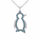 0.17 Carat Blue Diamond Dove Pendant Necklace Chain 14K Gold