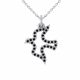 0.16 Carat Black Diamond Penguin Pendant Necklace Chain 14K Gold