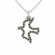 0.16 Carat Green Diamond Penguin Pendant Necklace Chain 14K Gold