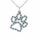 0.19 Carat Blue Diamond Paw Print Pendant Necklace Chain 14K Gold