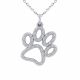 0.19 Carat Fancy Real G-H Diamond  Paw Print Pendant Necklace + Chain 14K Gold