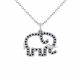 0.22 Carat Black Diamond Elephant Pendant Necklace Chain 14K Gold