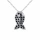 0.26 Carat Black Diamond Fish Pendant Necklace Chain 14K Gold