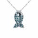 0.26 Carat Blue Diamond Fish Pendant Necklace Chain 14K Gold